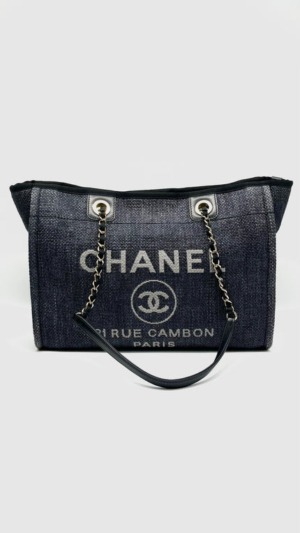 Like New. Chanel Deauville Small Dark Denim. 26833028|14052