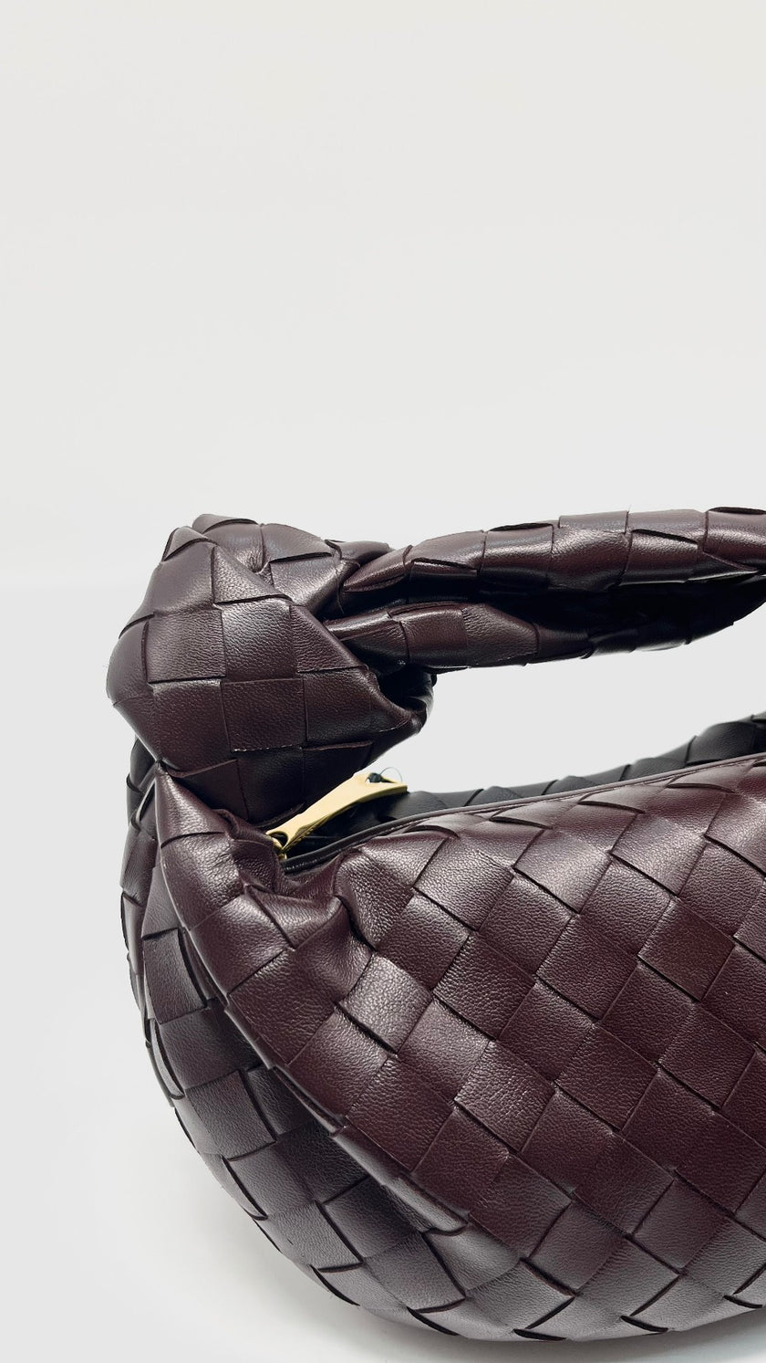 Brand New. Bottega Mini Jodie Dark Barolo GHW. R00959744S|10001