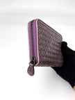 Preowned. Bottega Zip Long Wallet Metallic|7046