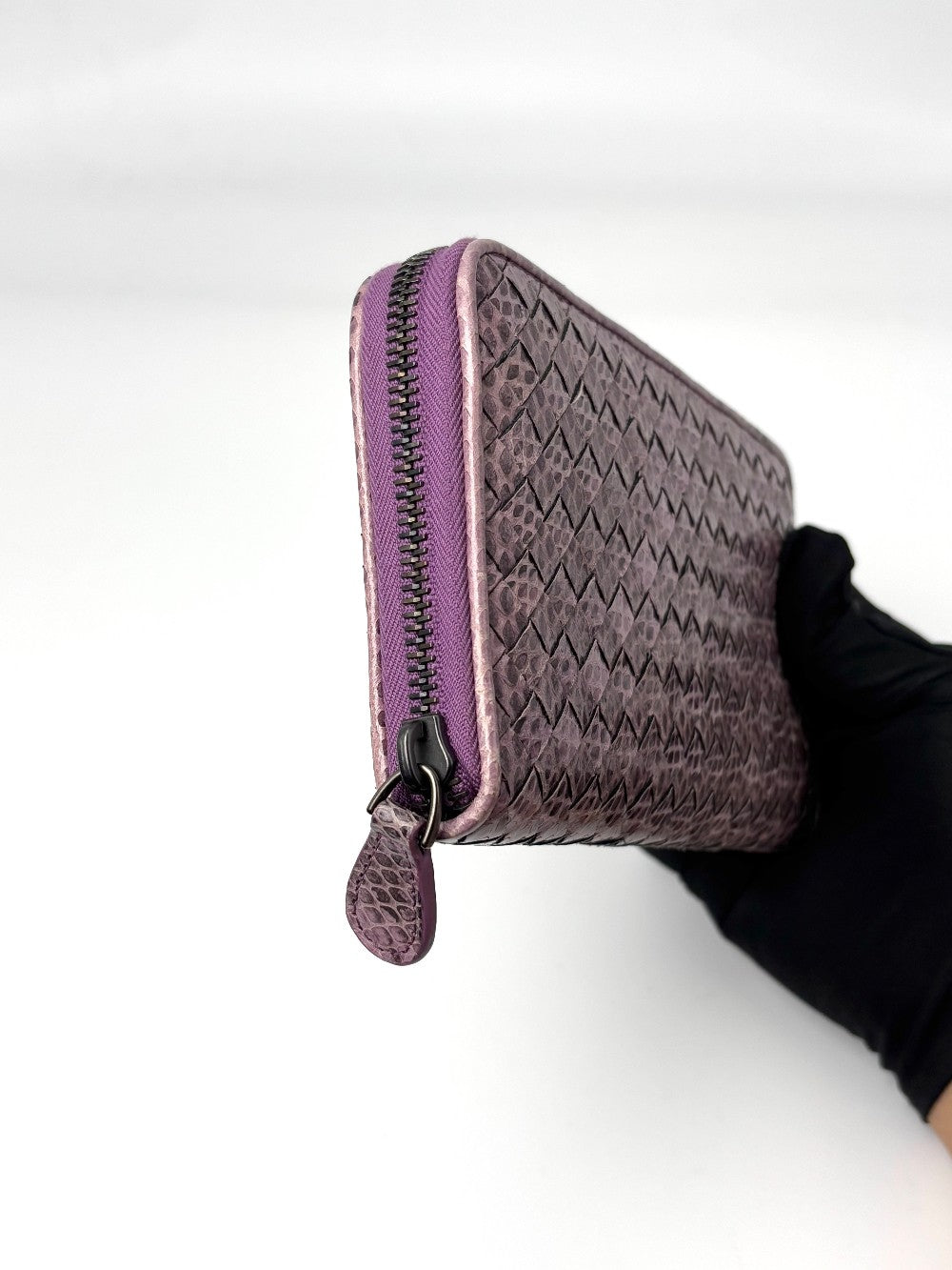 Preowned. Bottega Zip Long Wallet Metallic|7046