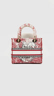 Preowned. Lady Dior Medium Royaume d'Amour Red Canvas. 50MA0261|13861