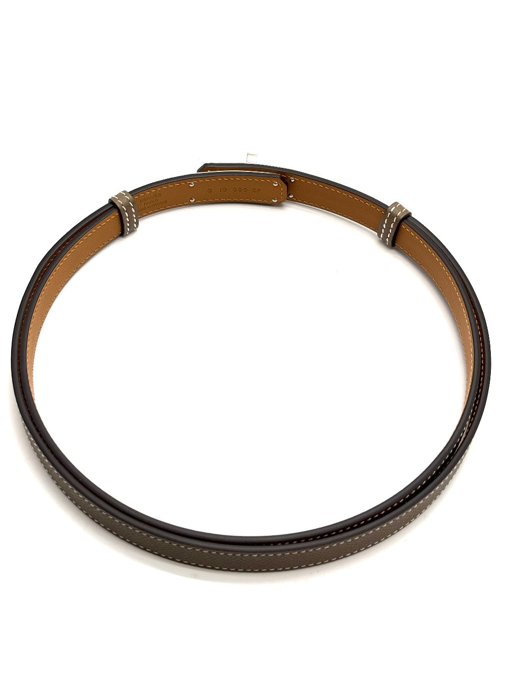 Brand New. Hermes Kelly Belt Etoupe PHW. GID090CF|17023