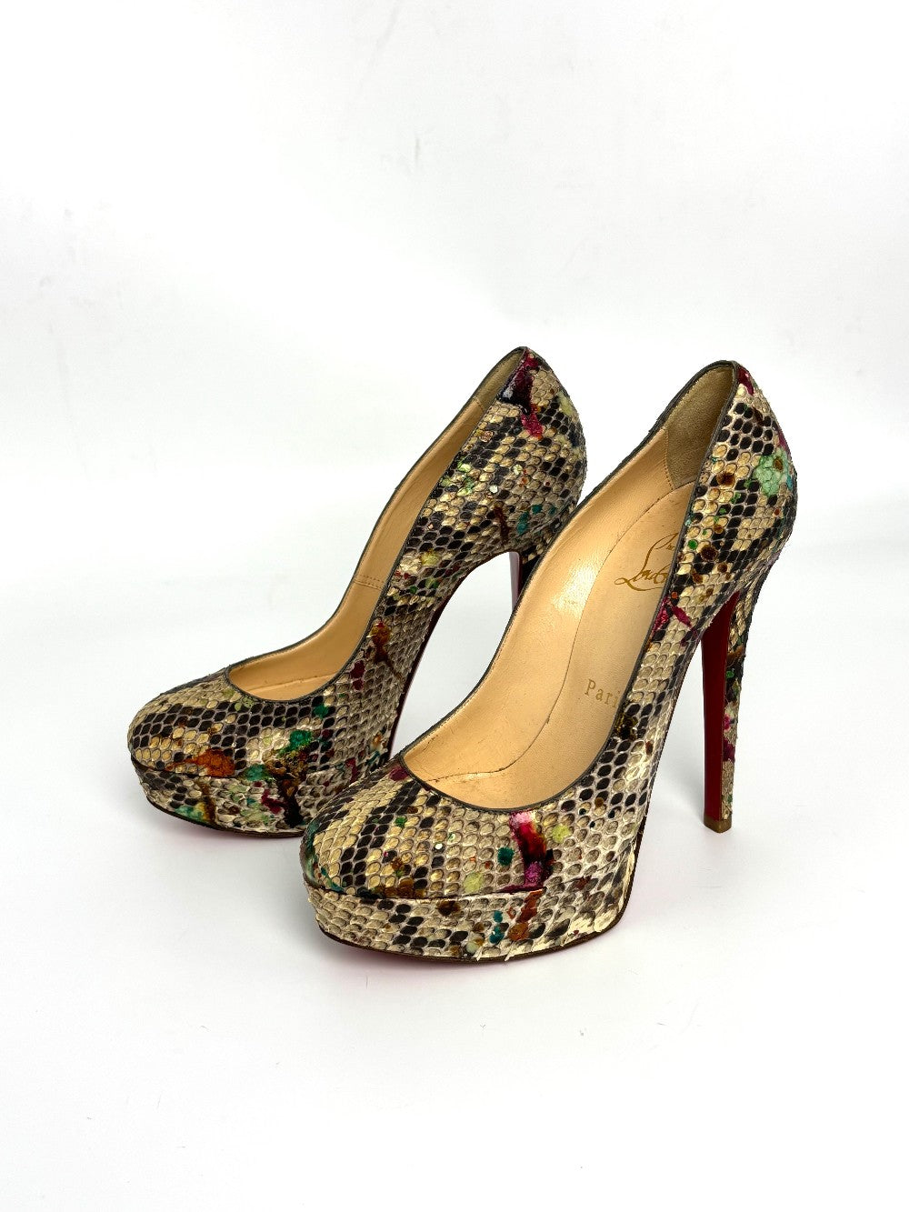 Like New. Louboutin Heel Snakeskin. 35|10722