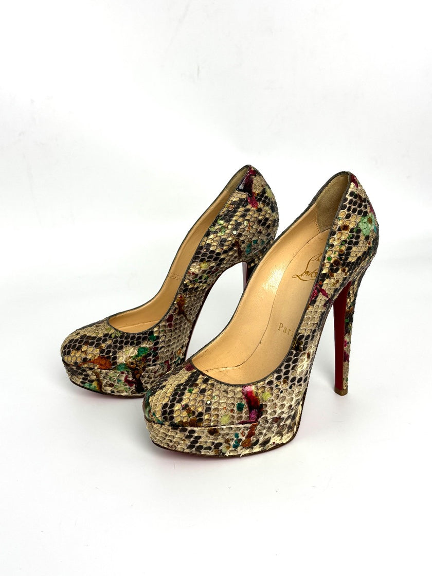 Like New. Louboutin Heel Snakeskin. 35|10722