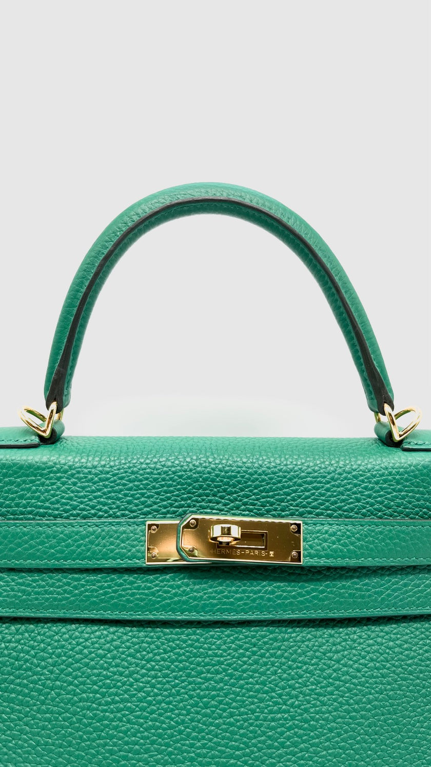 Like New. Hermes Kelly 28 Vert Vertigo Togo GHW. CGN312MU|14155