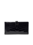 Preowned. Hermes Bearn Wallet Croc Black. Q|6964