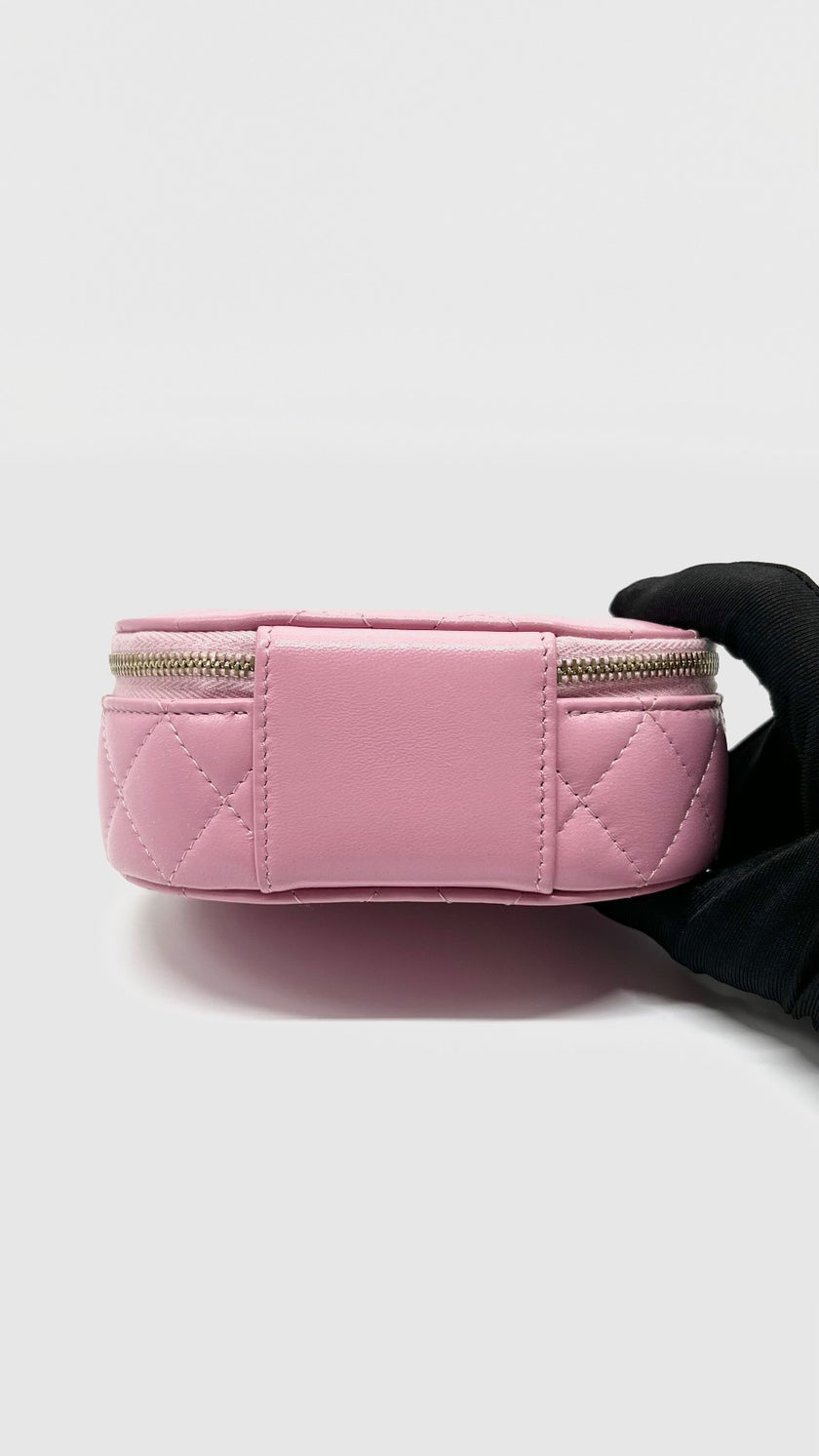 Unused. Chanel Ruched Oval Top Handle Pink GHW. 32021710|5141