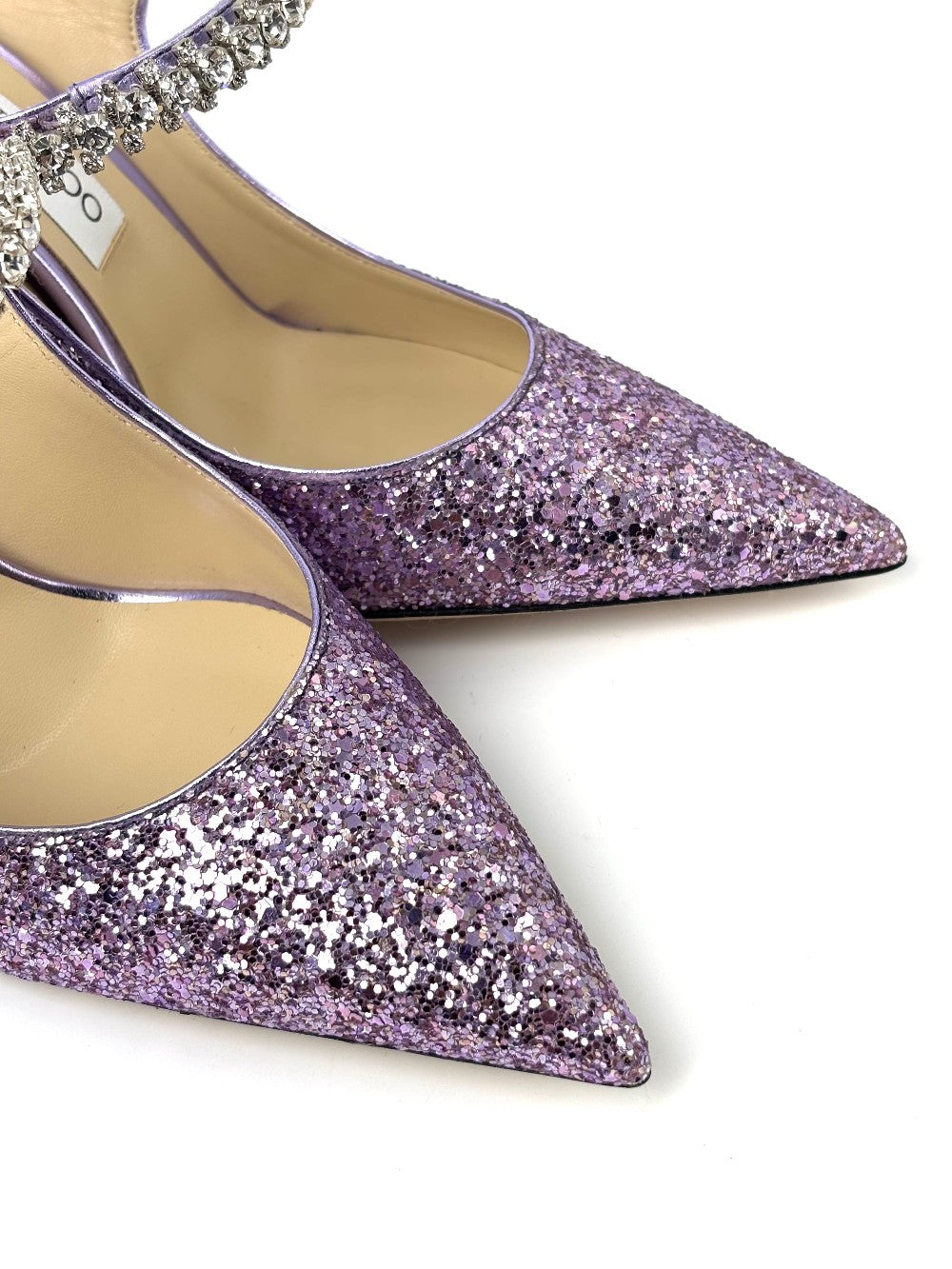 Like New. Jimmy Choo Glittered Mules With Crystals Strap. 39|7490