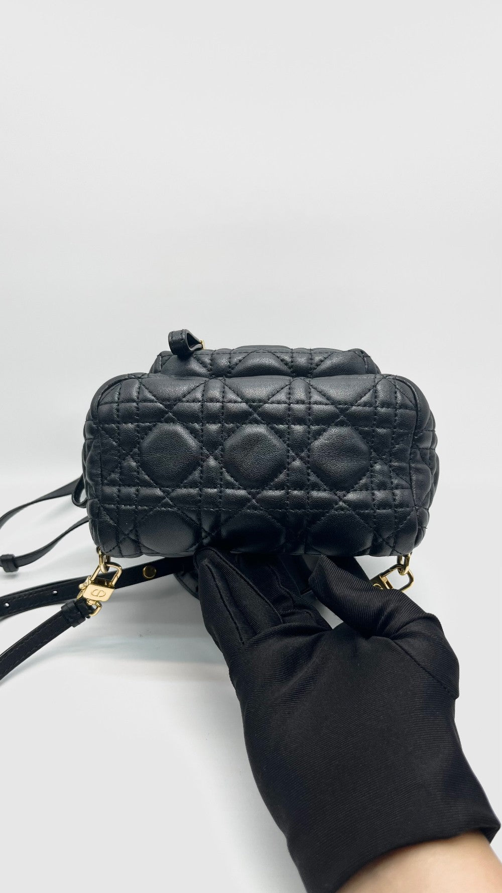 Preowned. Dior Cannage Backpack Mini Black Lambskin GHW. 62MA0251|16737
