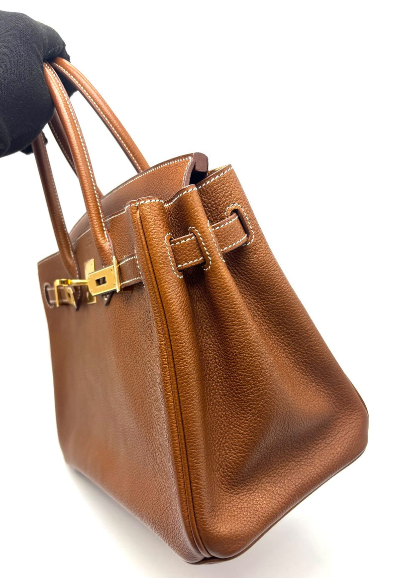 Like New. Hermes 3 in 1 Birkin 30 Fauve Barenia Faubourg and Toile GHW. UAS791NF|17450