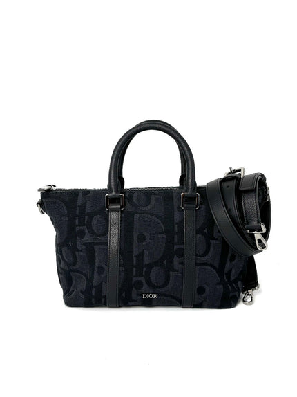 [SALE] Like New. Dior Weekender 25 Jacquard Black. 27BO1203|11261