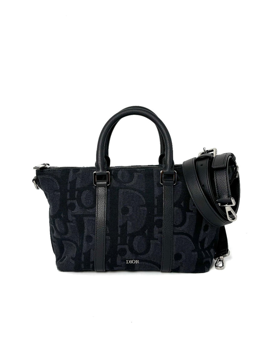 [SALE] Like New. Dior Weekender 25 Jacquard Black. 27BO1203|11261