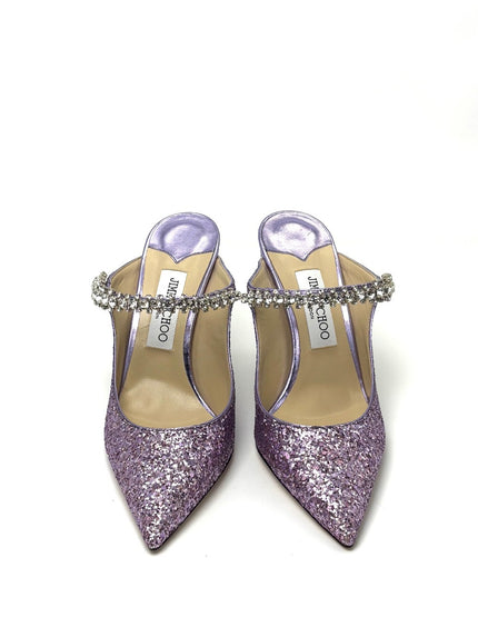 Like New. Jimmy Choo Glittered Mules With Crystals Strap. 39|6443