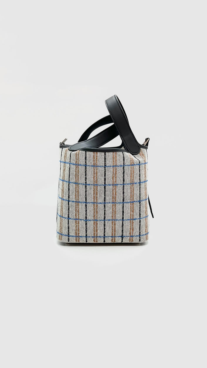 Brand New. Hermes Picotin 18 Broderie Ecru/Noir/Fauve/Bleu PHW. KMZ004MM|15492