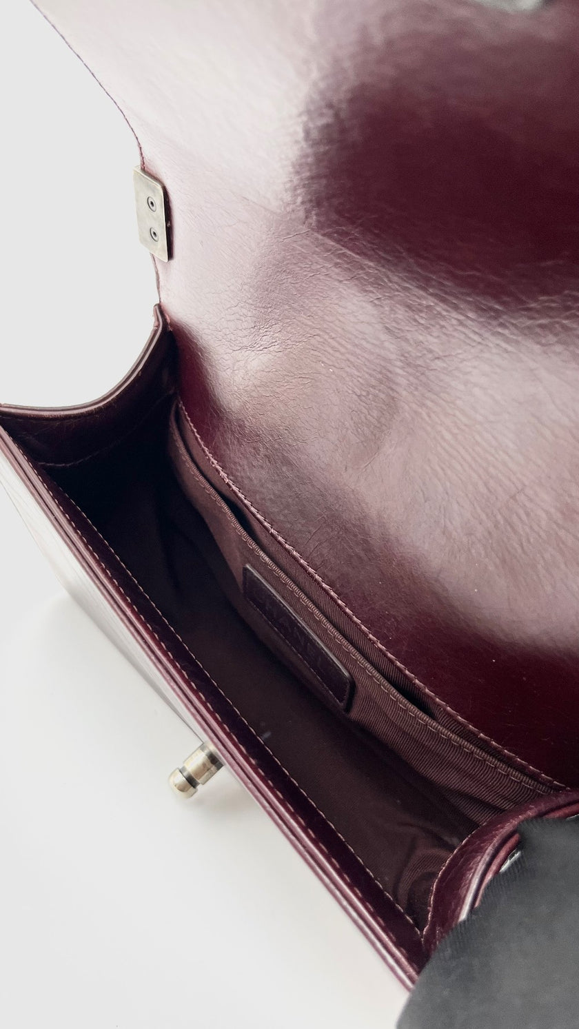 Preowned. Chanel Leboy Small Burgundy Quilted Leather Ruth HW. 20866855|16547