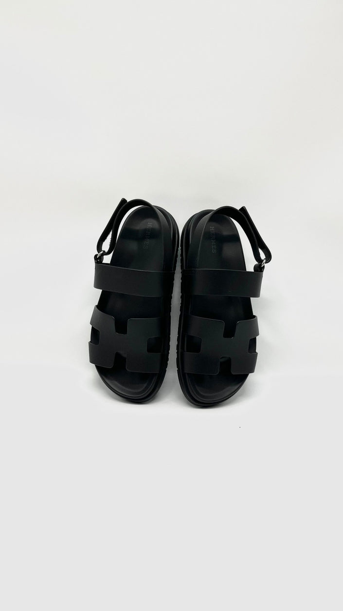 Brand New. Hermes Genius Sandals Black. 37|14919