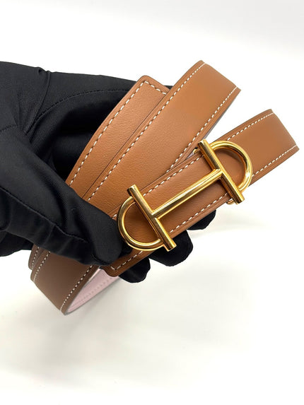 Brand New. Hermes Gamma Belt RGHW Buckle. 75cm|8846