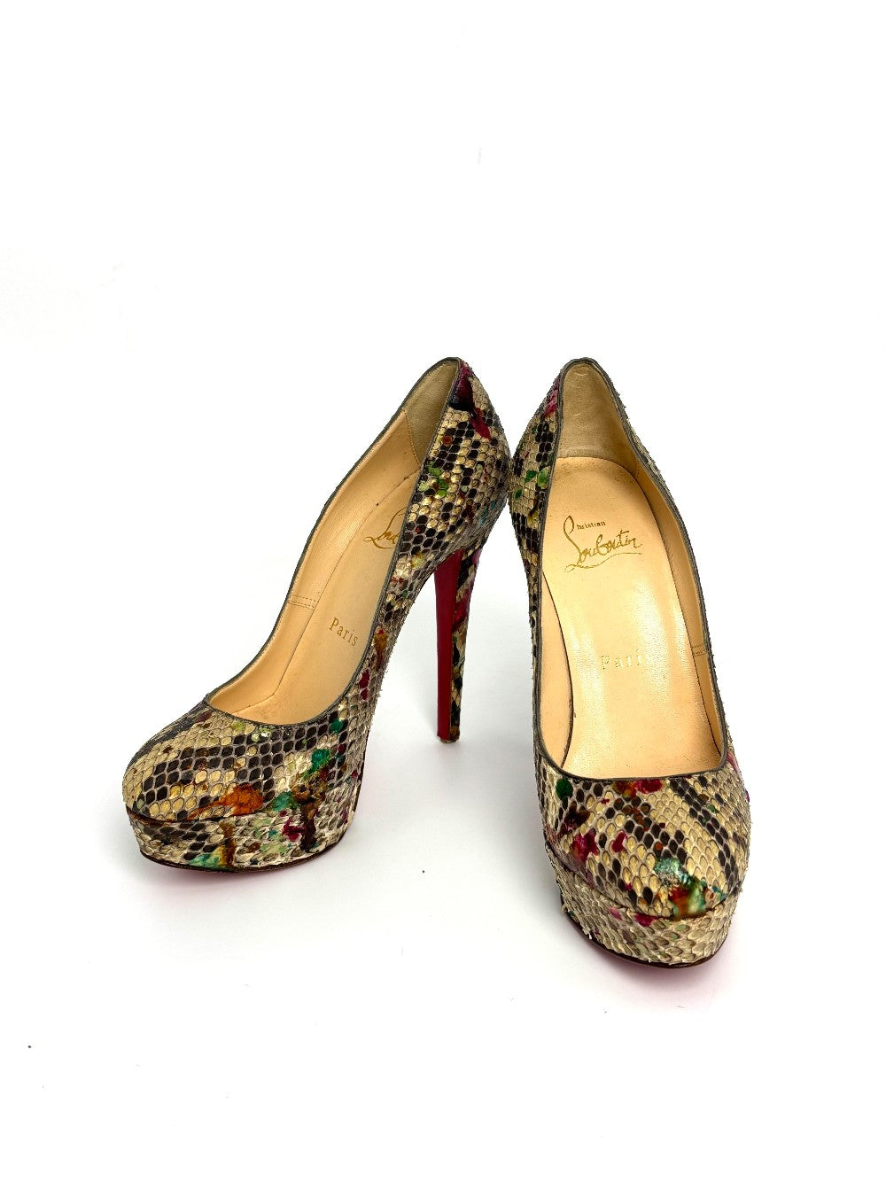 Like New. Louboutin Heel Snakeskin. 35|10720
