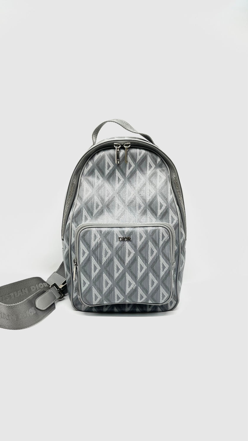 Like New. Dior Mini Rider Grey Coated Canvas Calfskin|14957