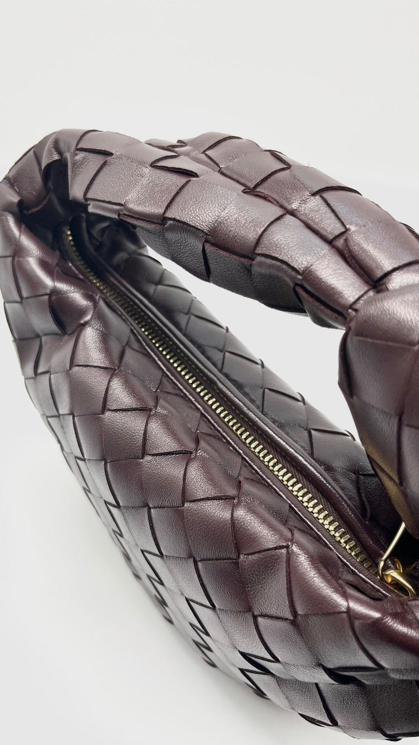 Brand New. Bottega Mini Jodie Dark Barolo GHW. R00959744S|10003