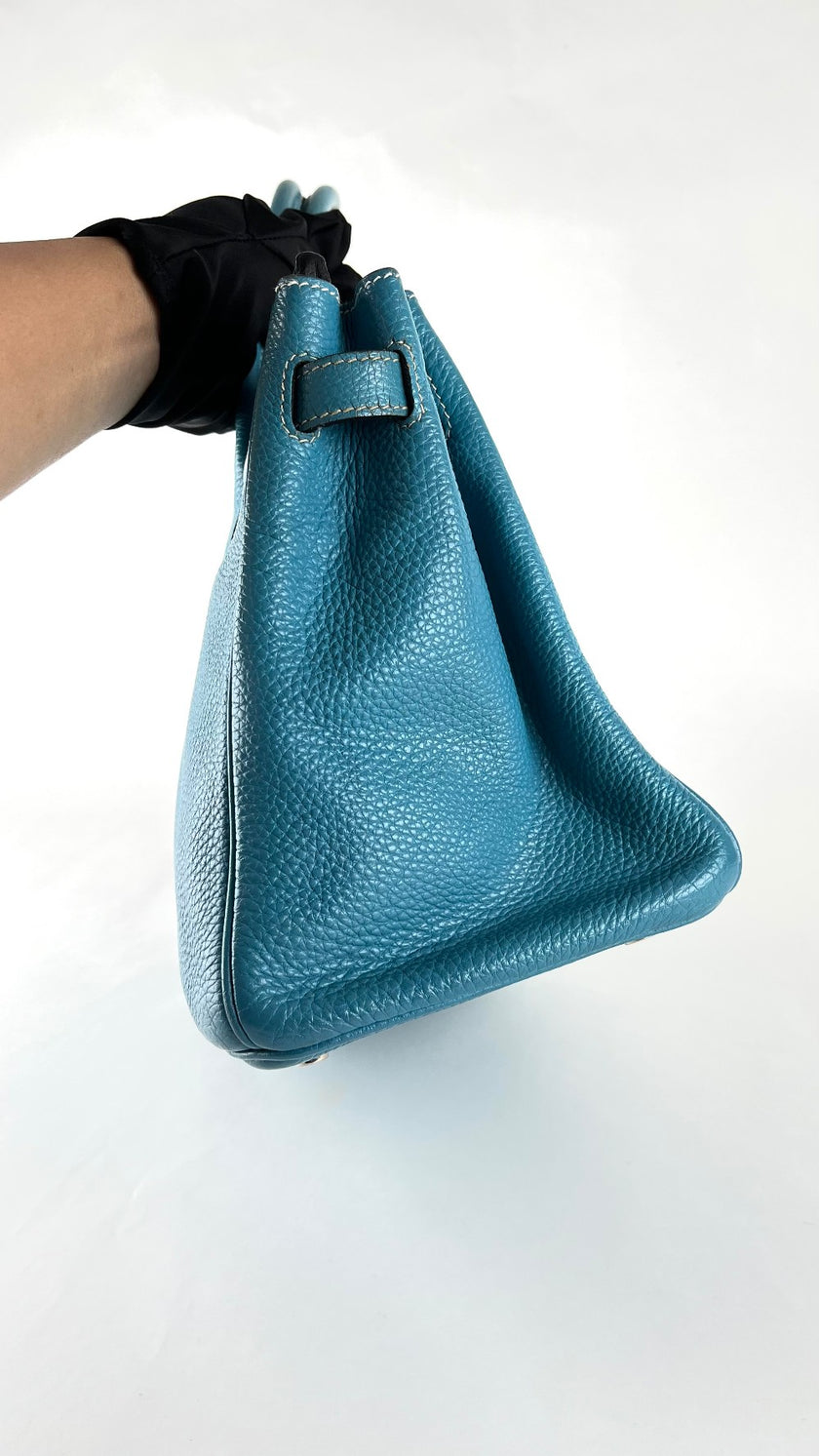 [SALE] Preowned. Hermes Birkin 30 Blue Jean Togo PHW. Square K39C|4765