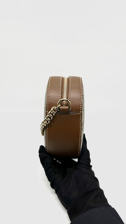 Like New. Gucci Supreme Camera Bag Beige/ Brown GHW|14190