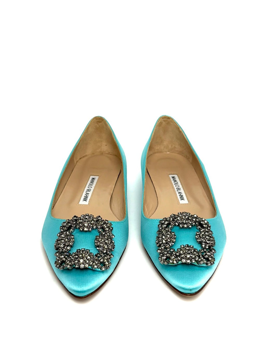 Brand New. Manolo Flats Turquoise. 36.5|8331