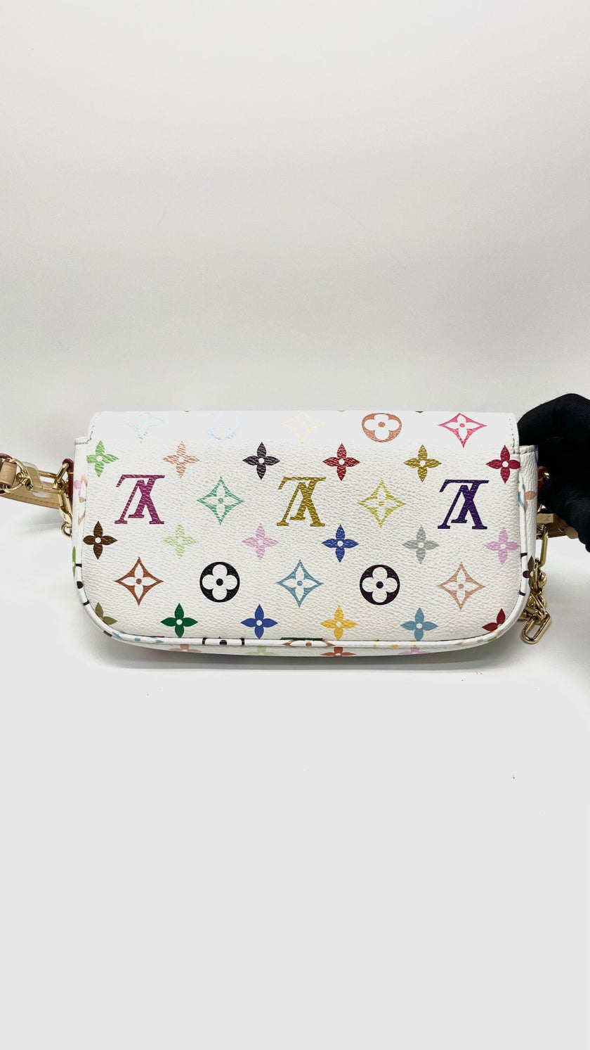 Unused. LV X TM Wallet On Chain Ivy Multicolor White GHW. Microchip|16295