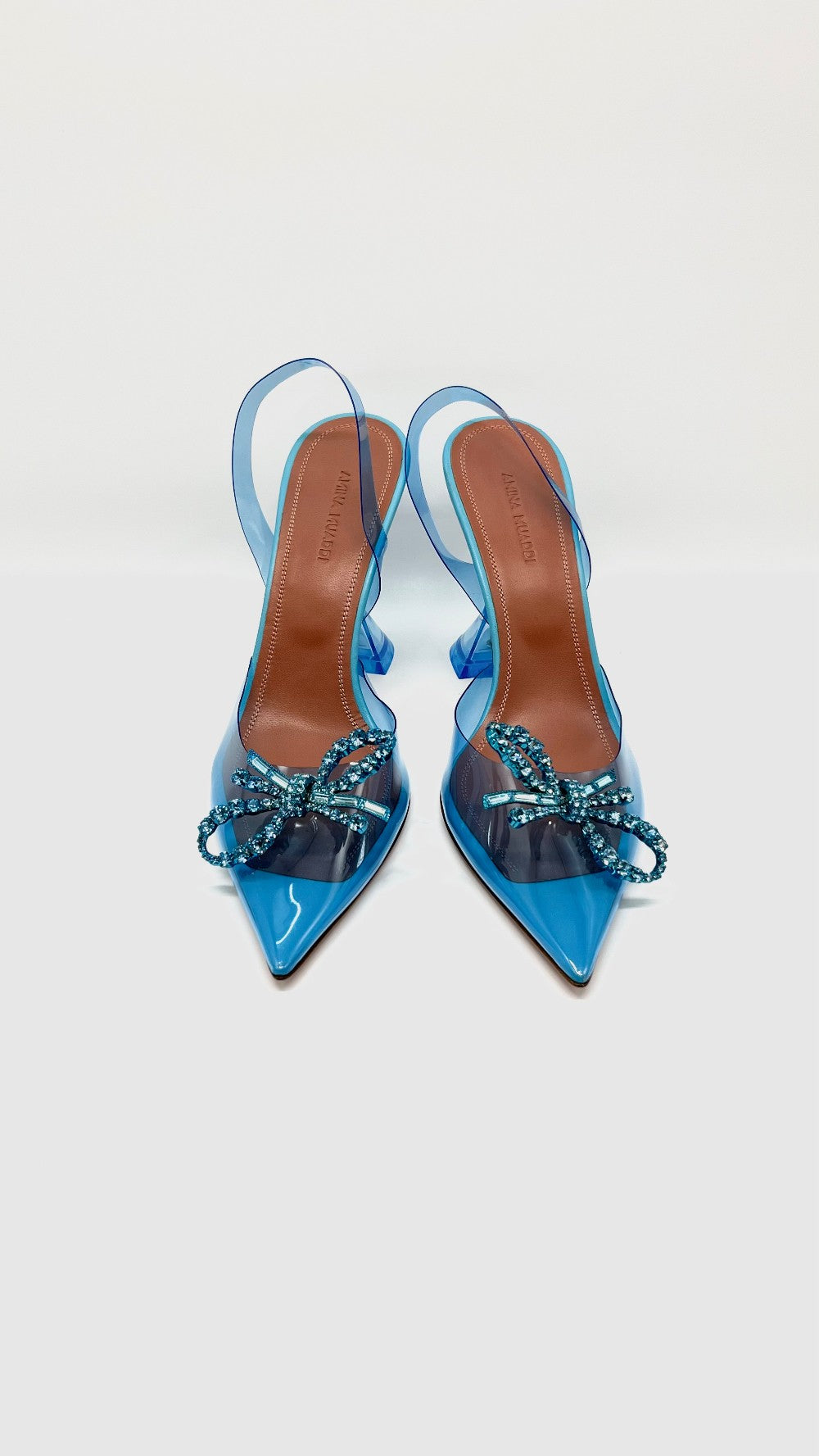 Brand New. Amina Muaddi Rossie Heel Turquoise. 38.5|10949