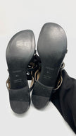 Preowned. Hermes Corried Cyan Strap Sandals Black. 38.5|10405