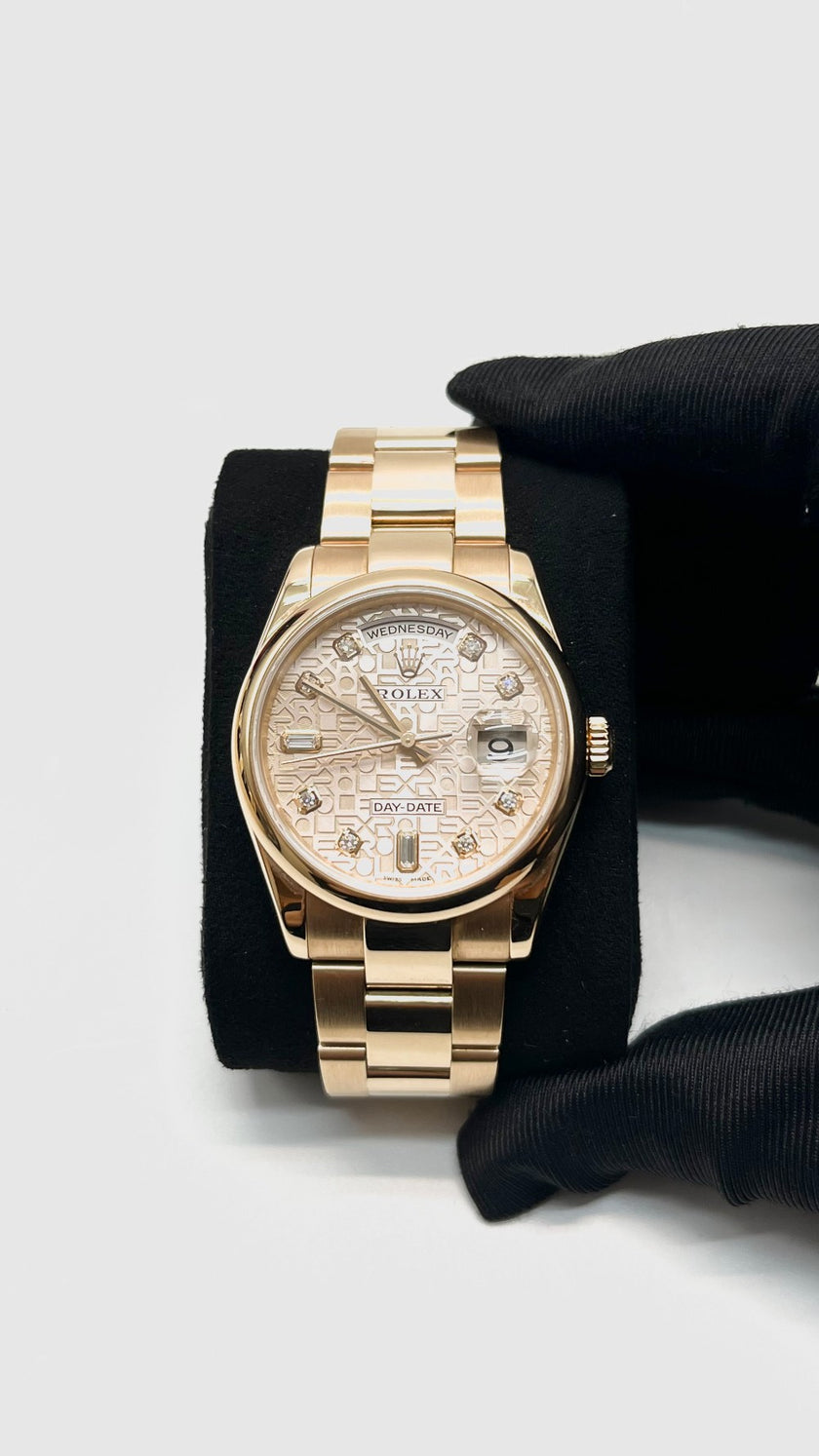 Preowned. Rolex Daydate Computer Dial Diamonds RG Oyster 36MM|16327