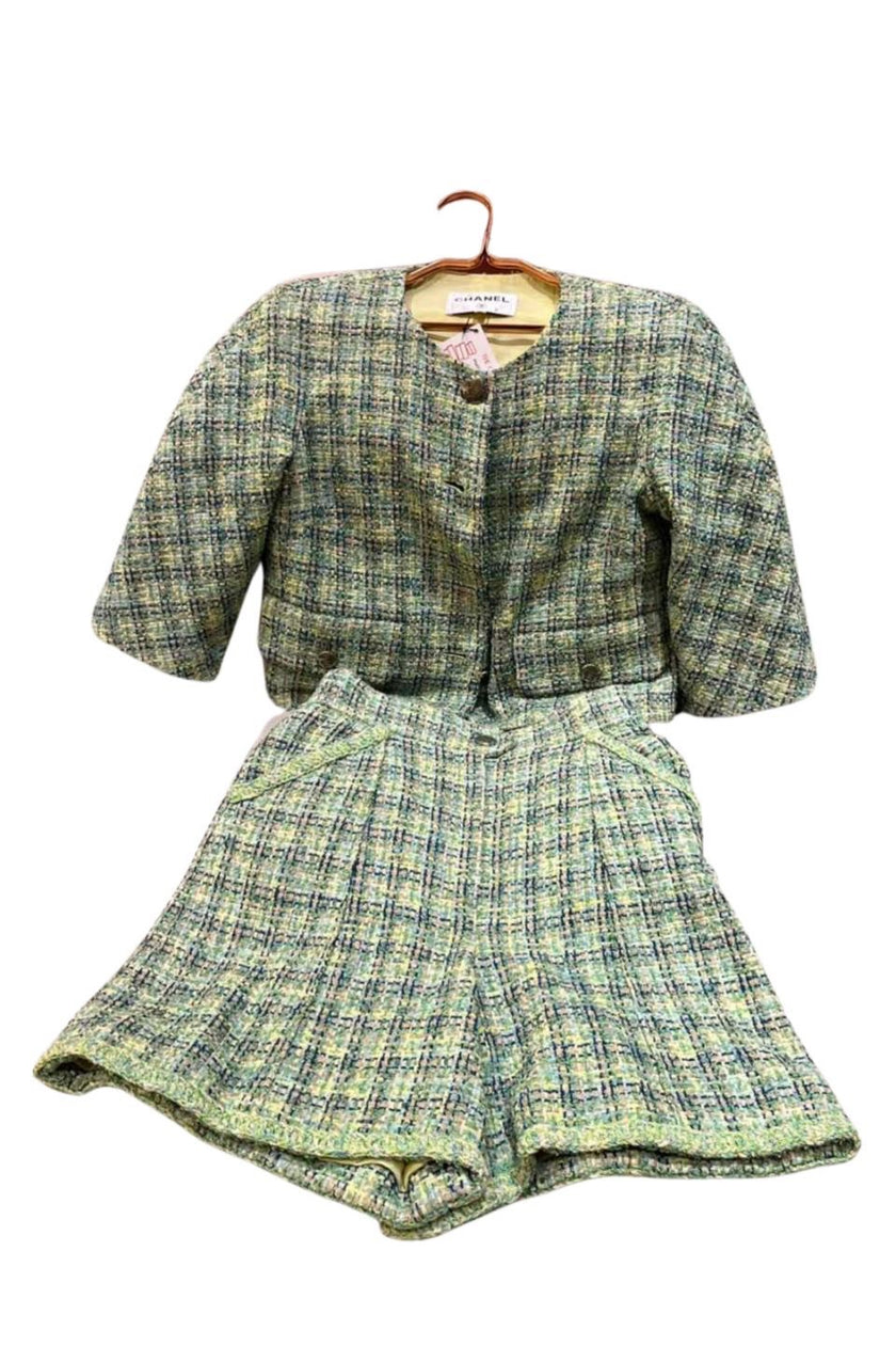 Brand New. Chanel Tweed Terno Green. 38|13305