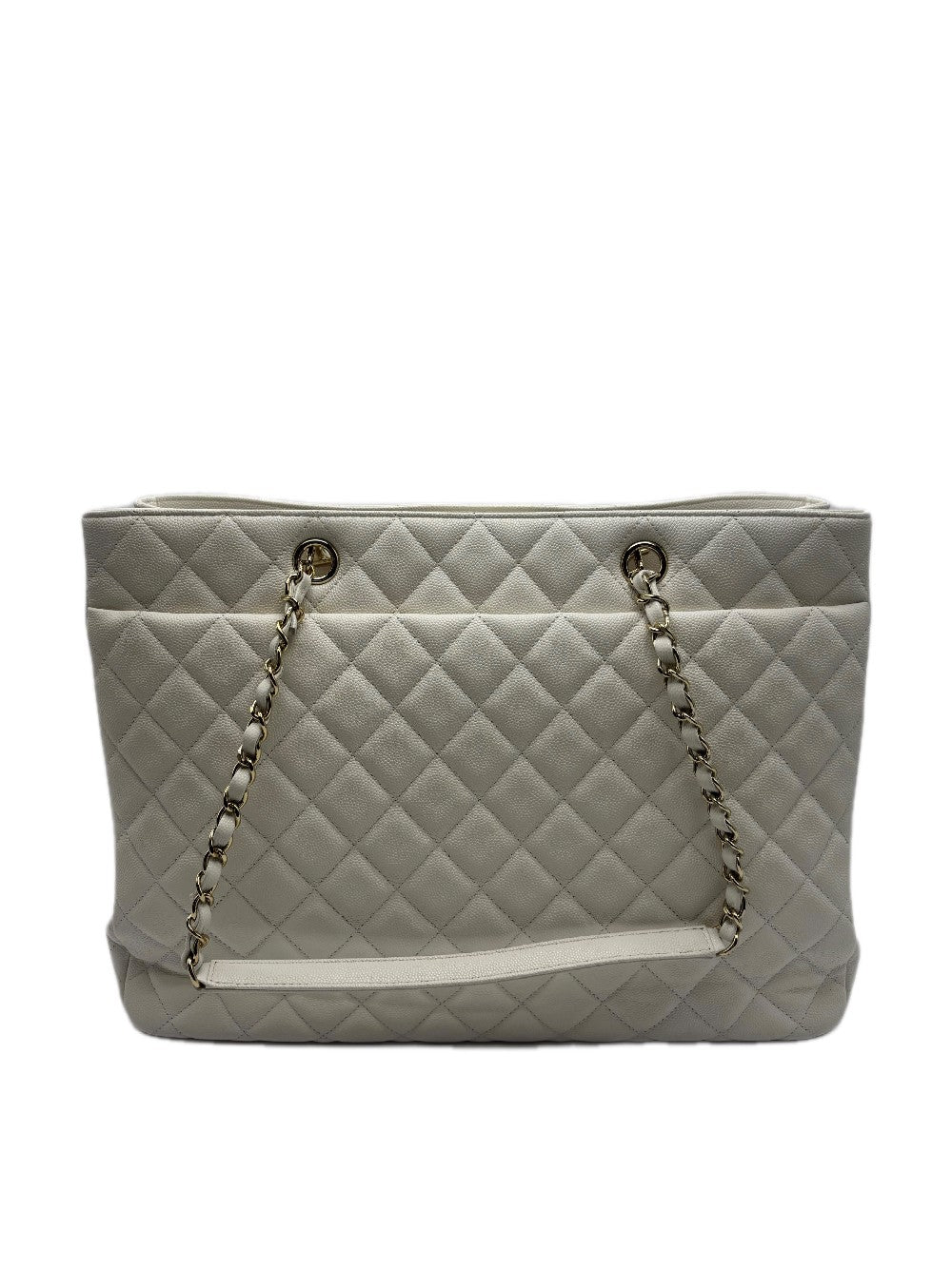 Like New. Chanel White Caviar Shopping Tote GHW. L2T3T9TA|17087