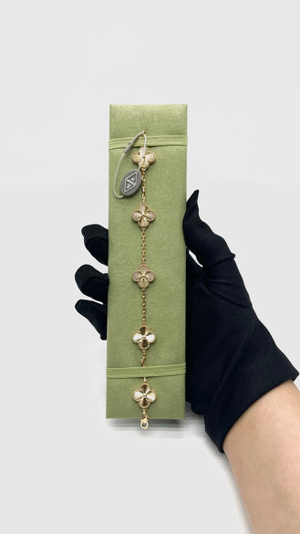 Brand New. VCA Vintage Alhambra 5 Motifs YG Guilloche. JP649304|15635