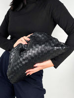 Bottega Veneta Intercciato Pouch Clutch Black