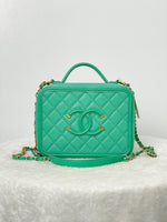 Chanel CC Filigree Vanity Case Green