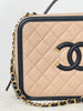 Chanel CC Filigree Vanity Case Beige Large