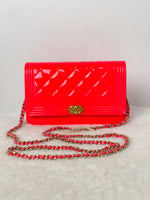 Chanel Leboy Wallet on Chain Patent Neon Pink