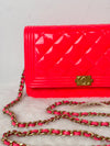 Chanel Leboy Wallet on Chain Patent Neon Pink