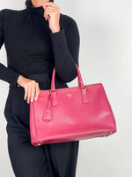 Prada Saffiano Lux Double Zipper Tote Pink