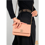 Chanel Wallet on Chain Caviar in Salmon Pink