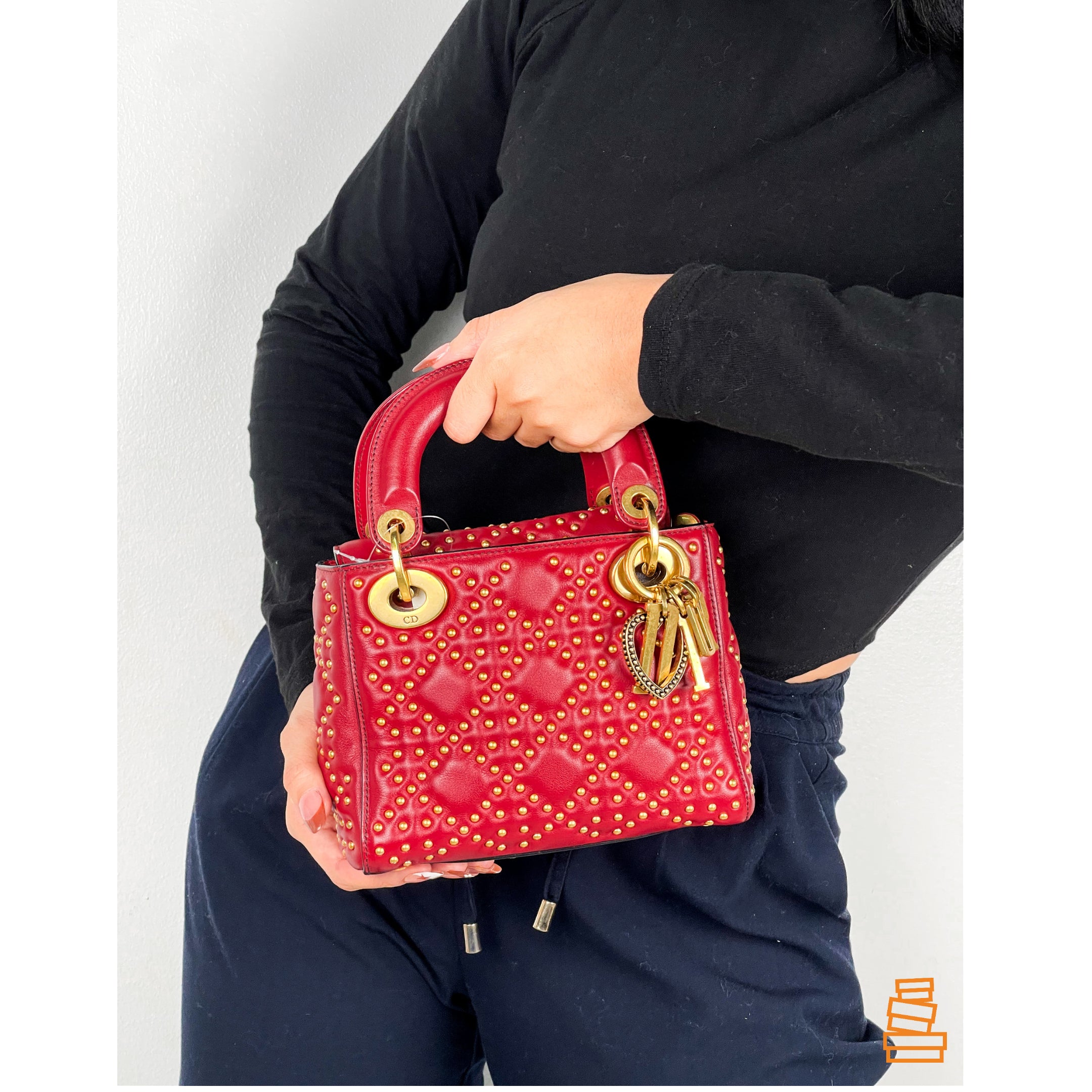 Lady dior red mini hot sale