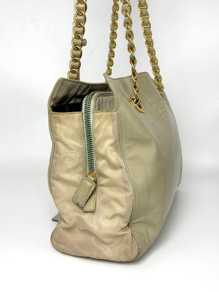Preowned. Prada Chain Tote Beige|9490