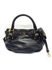 Preowned. Prada Black Soft Calfskin Leather Satchel Bag|17644