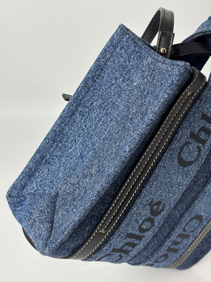 Like New. Chloe Woody Small Denim Blue|6052