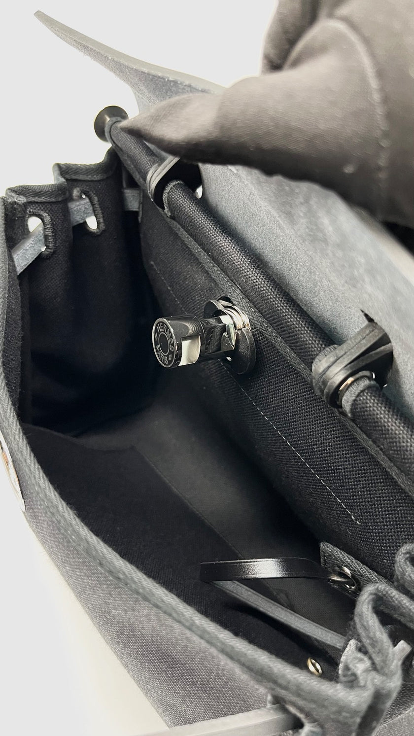 Brand New. Hermes Herbag 31 Black PVD HW Canvass/Vache Hunter. KCH009BD|11669