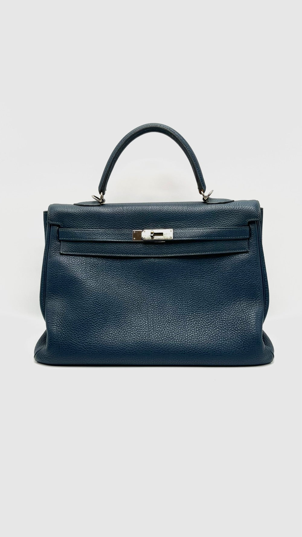 Preowned. Hermes Kelly 35 Blue Marine Togo PHW. N32|16151