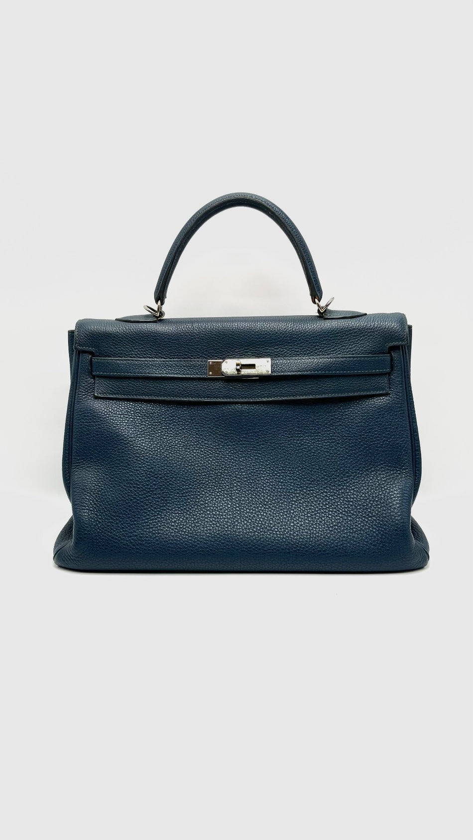 Preowned. Hermes Kelly 35 Blue Marine Togo PHW. N32|16151