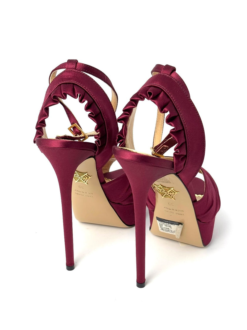 Brand New. Charlotte Olympia Heel Maroon. 39|8576