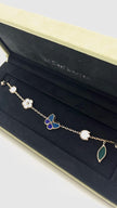 Brand New. VCA Lucky Spring Butterfly 5 Motifs 18k YG Agate, Lapis Lazuli MOP. JF849399|15638